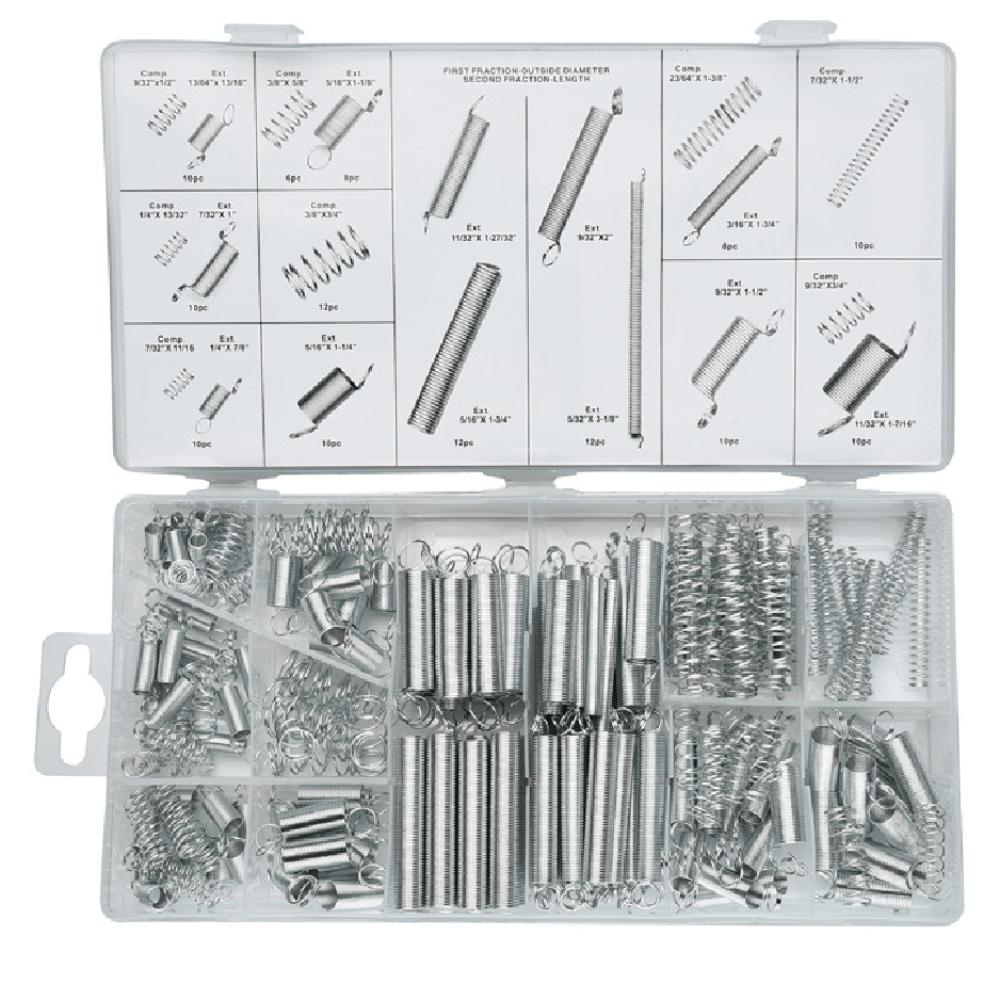 200-Piece Zinc-Plated Steel Spring Assortment Set - Electrical Hardware Compression & Extension Springs