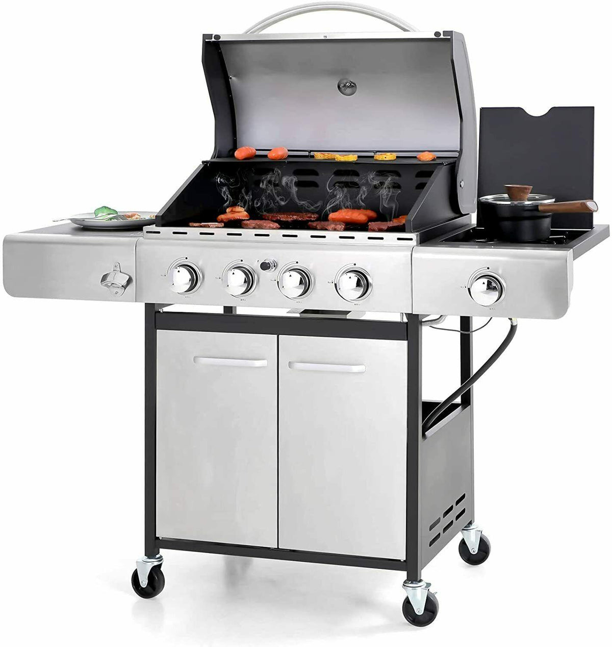 Propane Gas Grill 4 Burner Liquid Propane Gas Grill BBQ Steel Outdoor Cooking