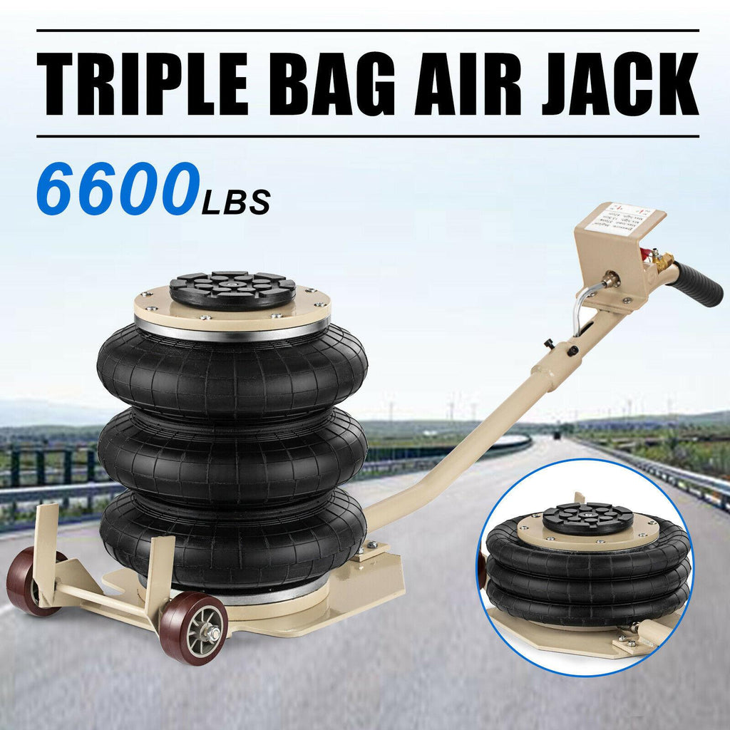 Triple Bag Air Jack 3 Ton 6600lbs Pneumatic Car Jack Lift Height Up to 16 Inch