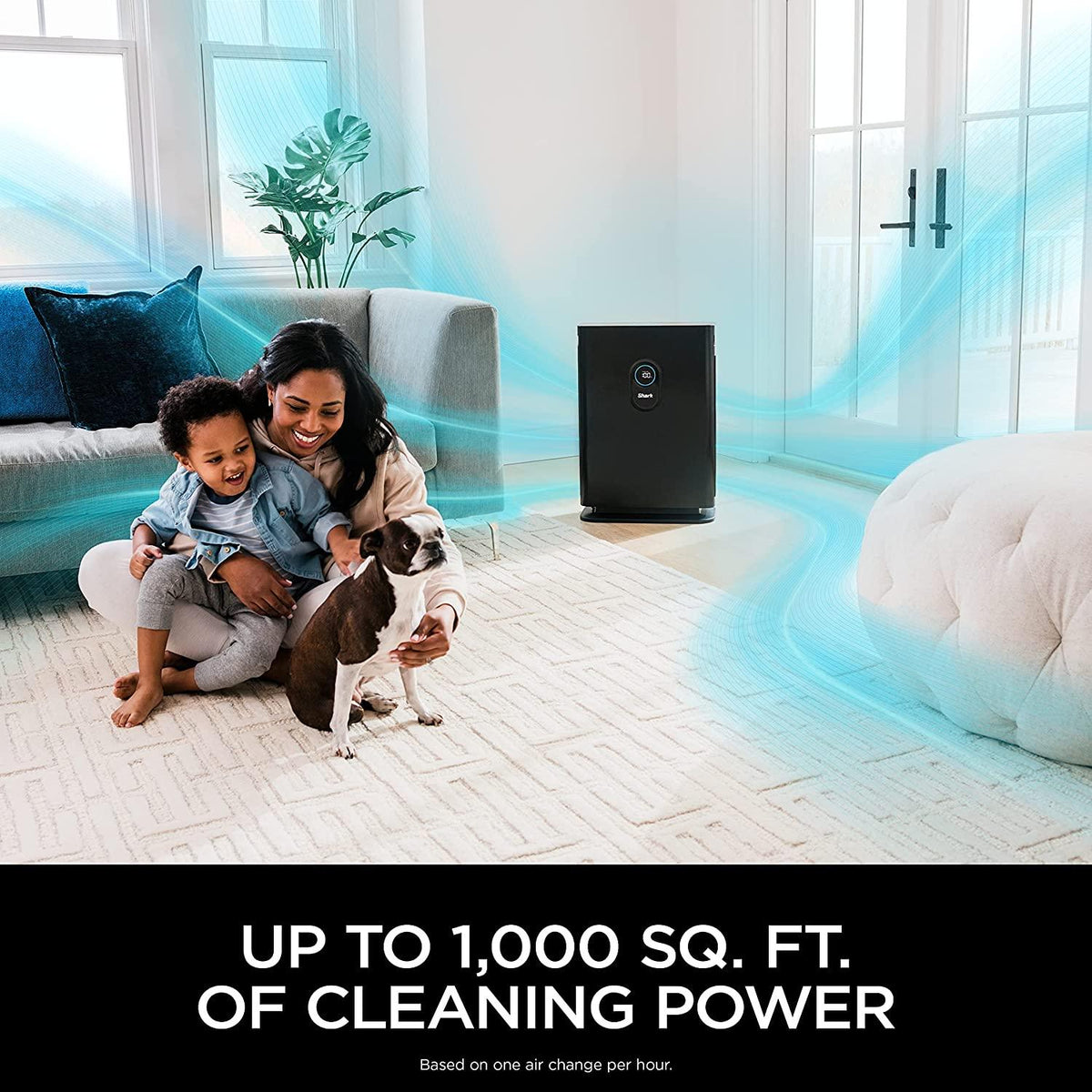 Shark HE402AMZ Air Purifier 4 True HEPA with Microban Protection Cleans up to 1000 Sq. Ft., Captures 99.98% of particles, allergens, smoke, odors to 0.1–0.2 microns, Advanced Odor Lock, 4 Fan, Grey