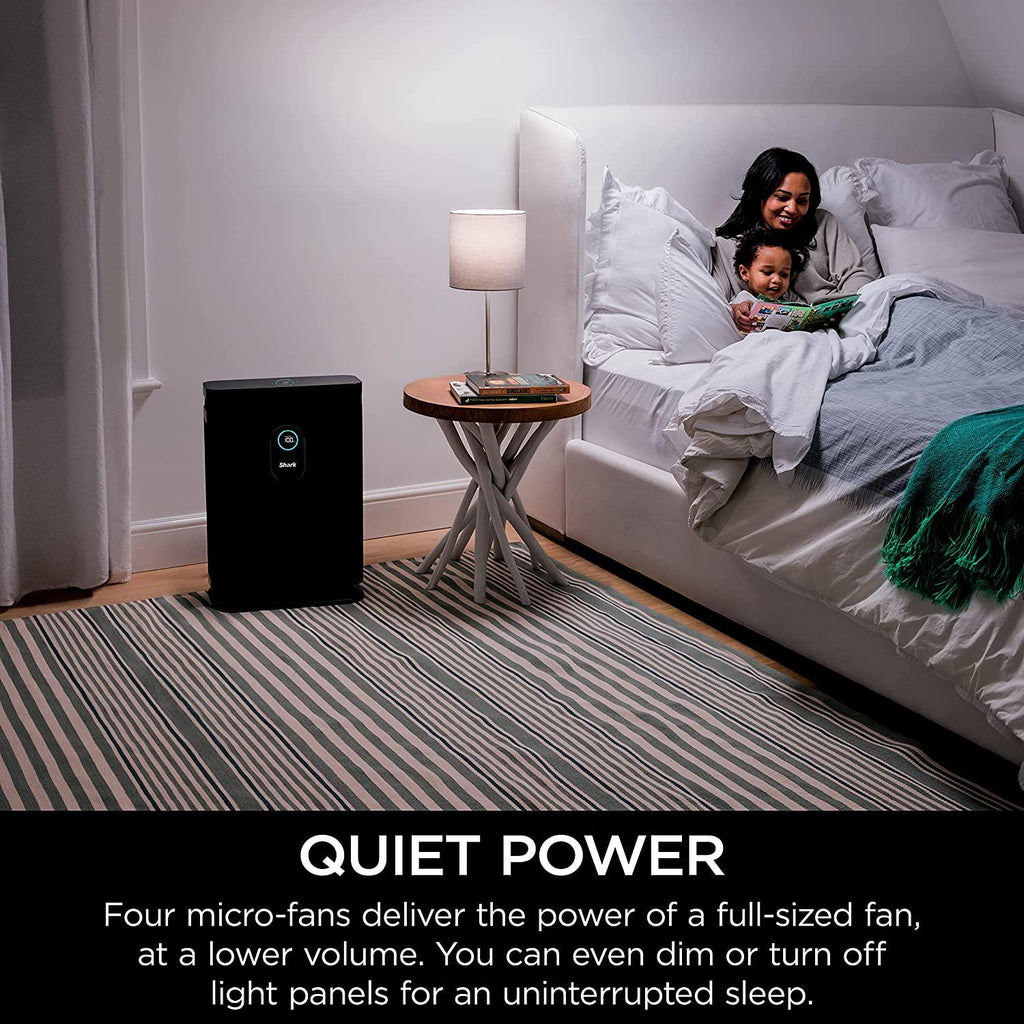 Shark HE402AMZ Air Purifier 4 True HEPA with Microban Protection Cleans up to 1000 Sq. Ft., Captures 99.98% of particles, allergens, smoke, odors to 0.1–0.2 microns, Advanced Odor Lock, 4 Fan, Grey