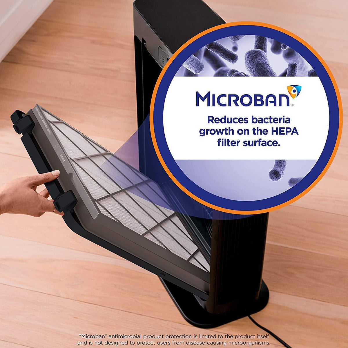 Shark HE402AMZ Air Purifier 4 True HEPA with Microban Protection Cleans up to 1000 Sq. Ft., Captures 99.98% of particles, allergens, smoke, odors to 0.1–0.2 microns, Advanced Odor Lock, 4 Fan, Grey