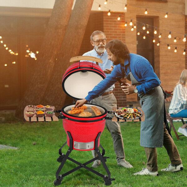 18in Steel Charcoal Grill Multiple Cooking Smoke Bake Roast For Courtyard Party