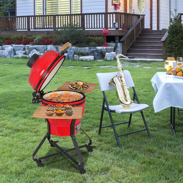 18in Steel Charcoal Grill Multiple Cooking Smoke Bake Roast For Courtyard Party