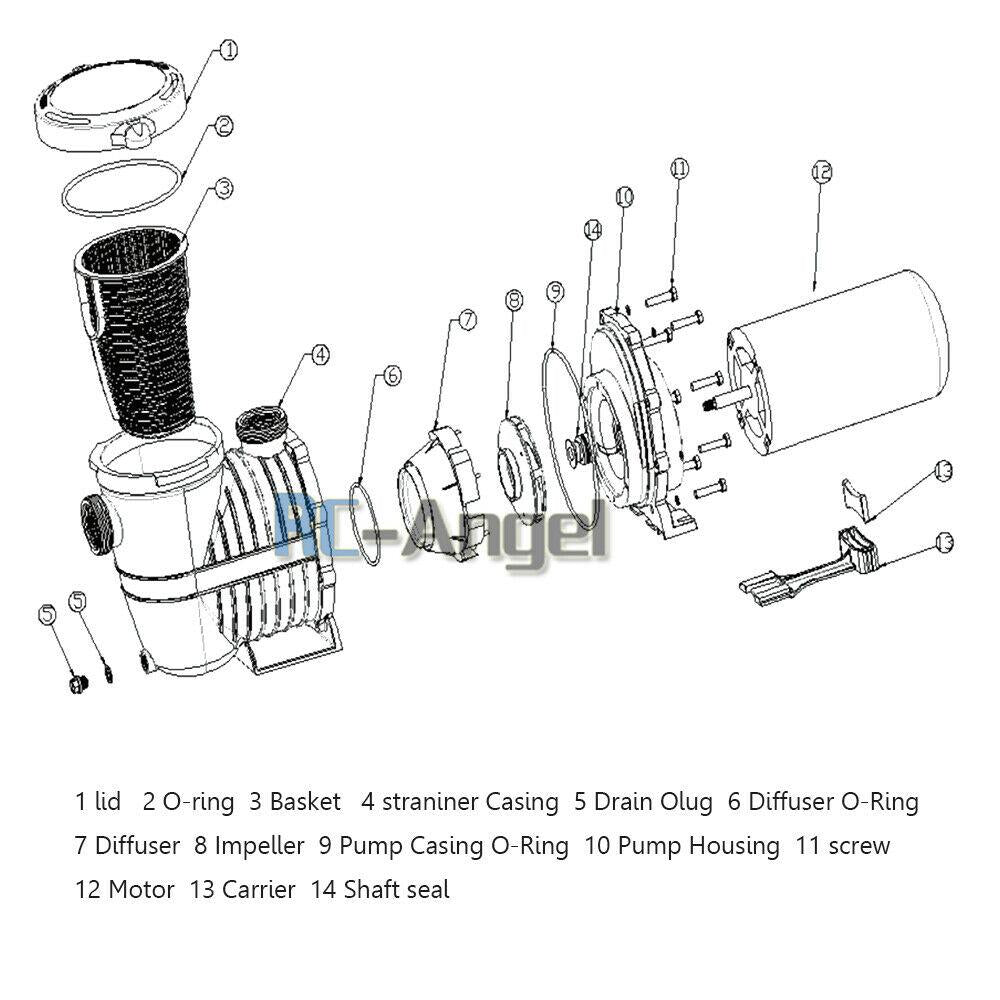 1.5hp 2 speed 230v 1.5" npt inground swimming pool pump motor w/strainer hayward