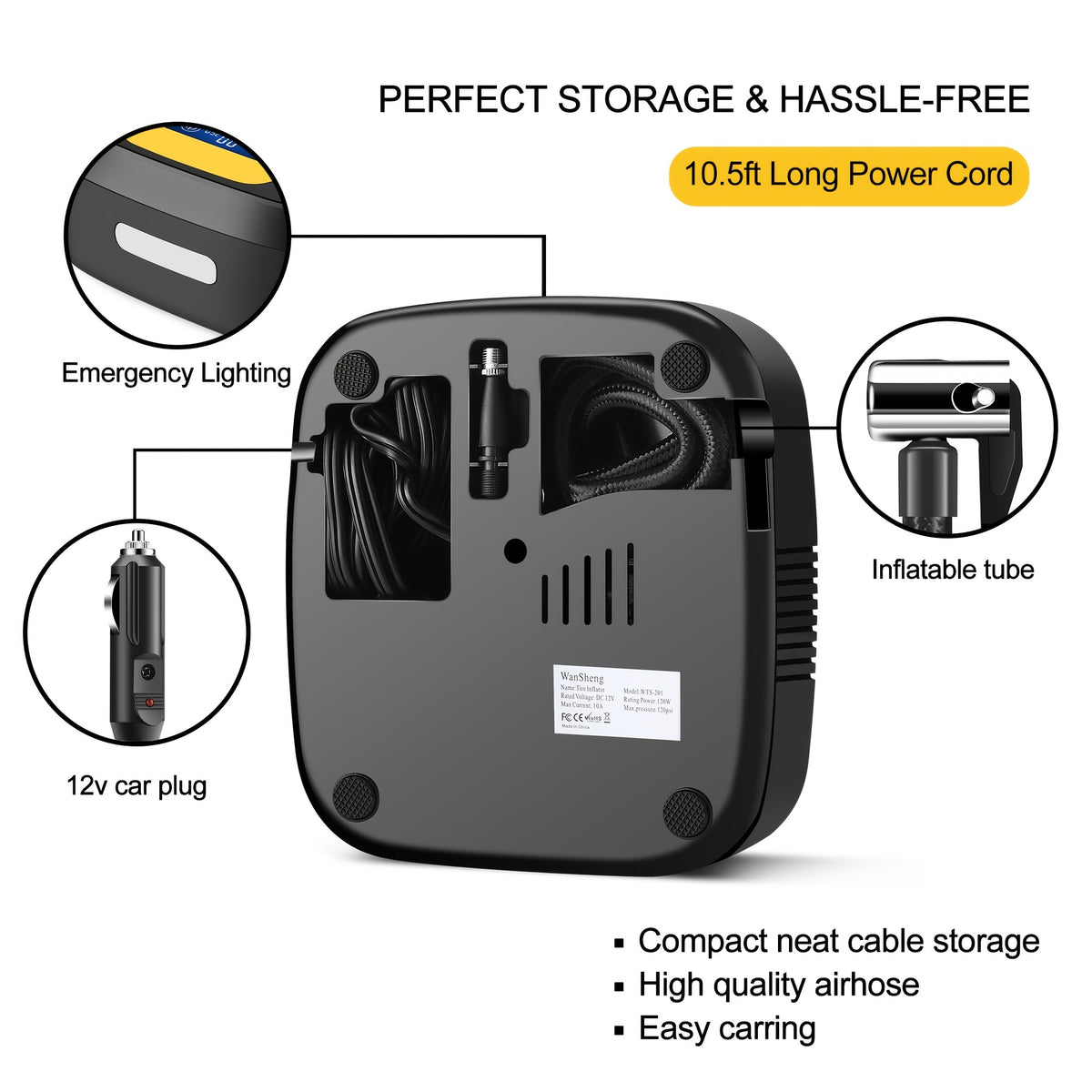 Air Compressor Tire Inflator, PortableI Auto Air Pump, Touchscreen And Emergency LED Light Inflator For Car Tire, Bicycle, Basketball And Others