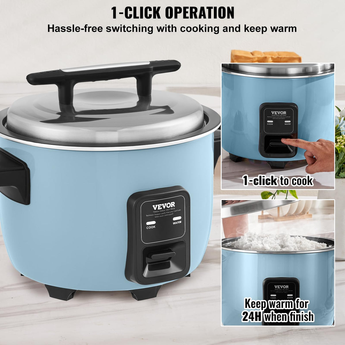 Commercial Rice Cooker, 40-Cup Rice Cooker, 8.45 Qt / 8 Liter LarRice Cooker and Warmer with Nonstick Inner Pot, Fast Cooand 24-Hour Keep Warm, with Rice Cup and Paddle, for Restaurant