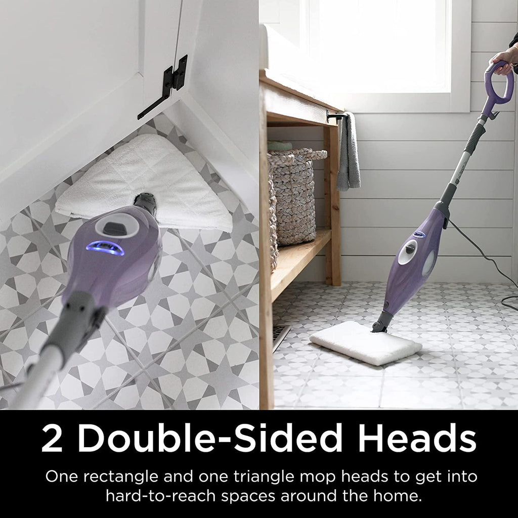Shark S3504AMZ Steam Pocket Mop Hard Floor Cleaner with 1 Rectangle and 1 Triangle Mop Head, Natural Powerful Steam, Easy Maneuvering, Triangle &amp; Rectangle Washable Pads, Quick Drying, Purple