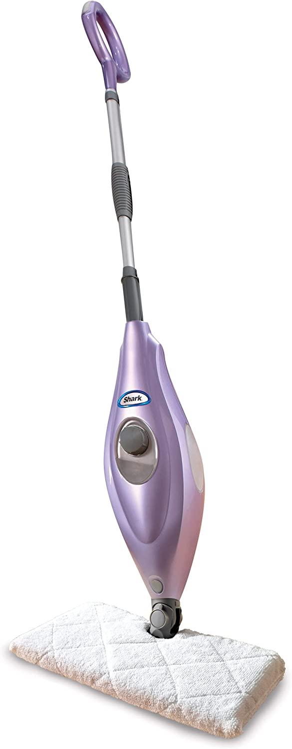 Shark S3504AMZ Steam Pocket Mop Hard Floor Cleaner with 1 Rectangle and 1 Triangle Mop Head, Natural Powerful Steam, Easy Maneuvering, Triangle &amp; Rectangle Washable Pads, Quick Drying, Purple