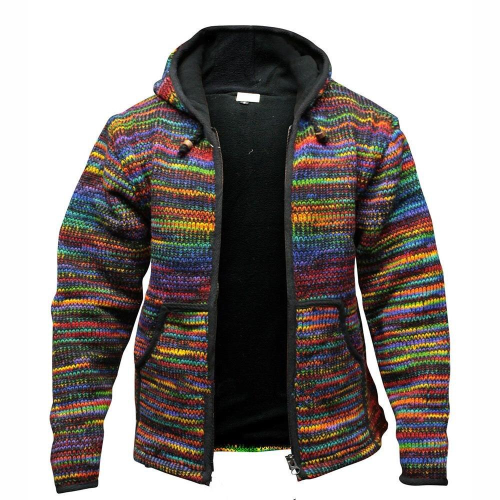 Autumn Winter Men's Hooded Coat Pocket Cardigan Sweater