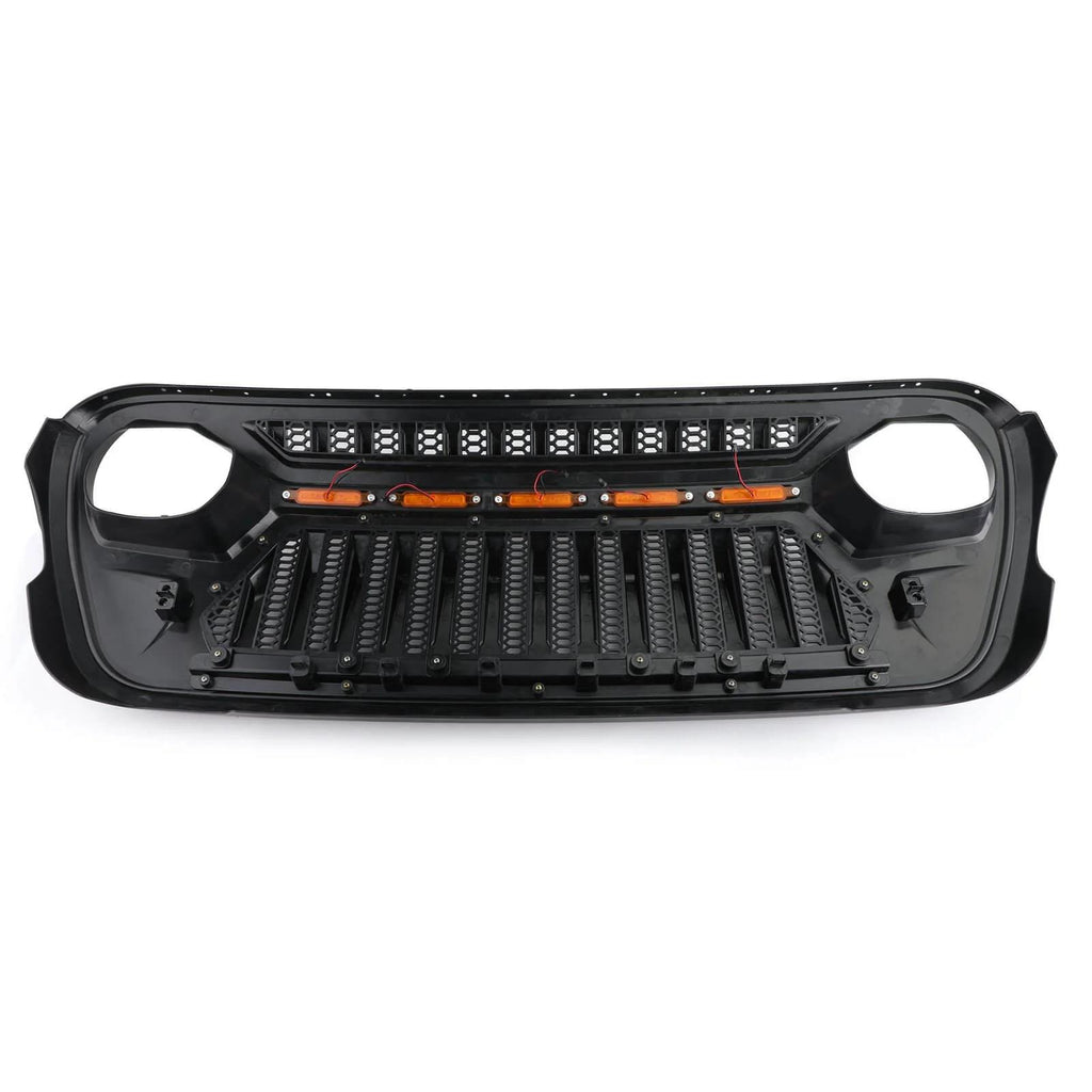 2018-2023 Wrangler JL Front Bumper Grille Grill With 5 LED Amber Light Generic