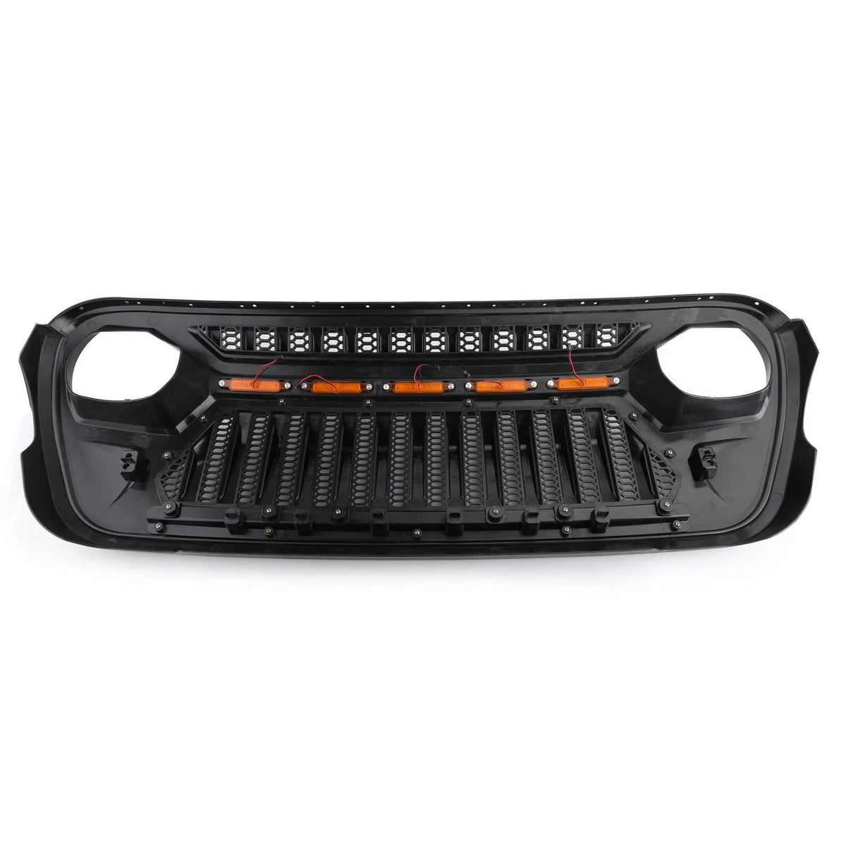 2018-2023 Wrangler JL Front Bumper Grille Grill With 5 LED Amber Light Generic