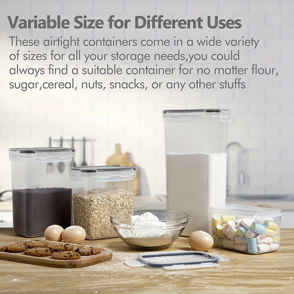 4/8/10pcs Airtight Food StoraContainers Set With Lids,BPA Plastic Kitchen And Pantry Organization Canisters For Cereal Flour,Sugar,with Labels