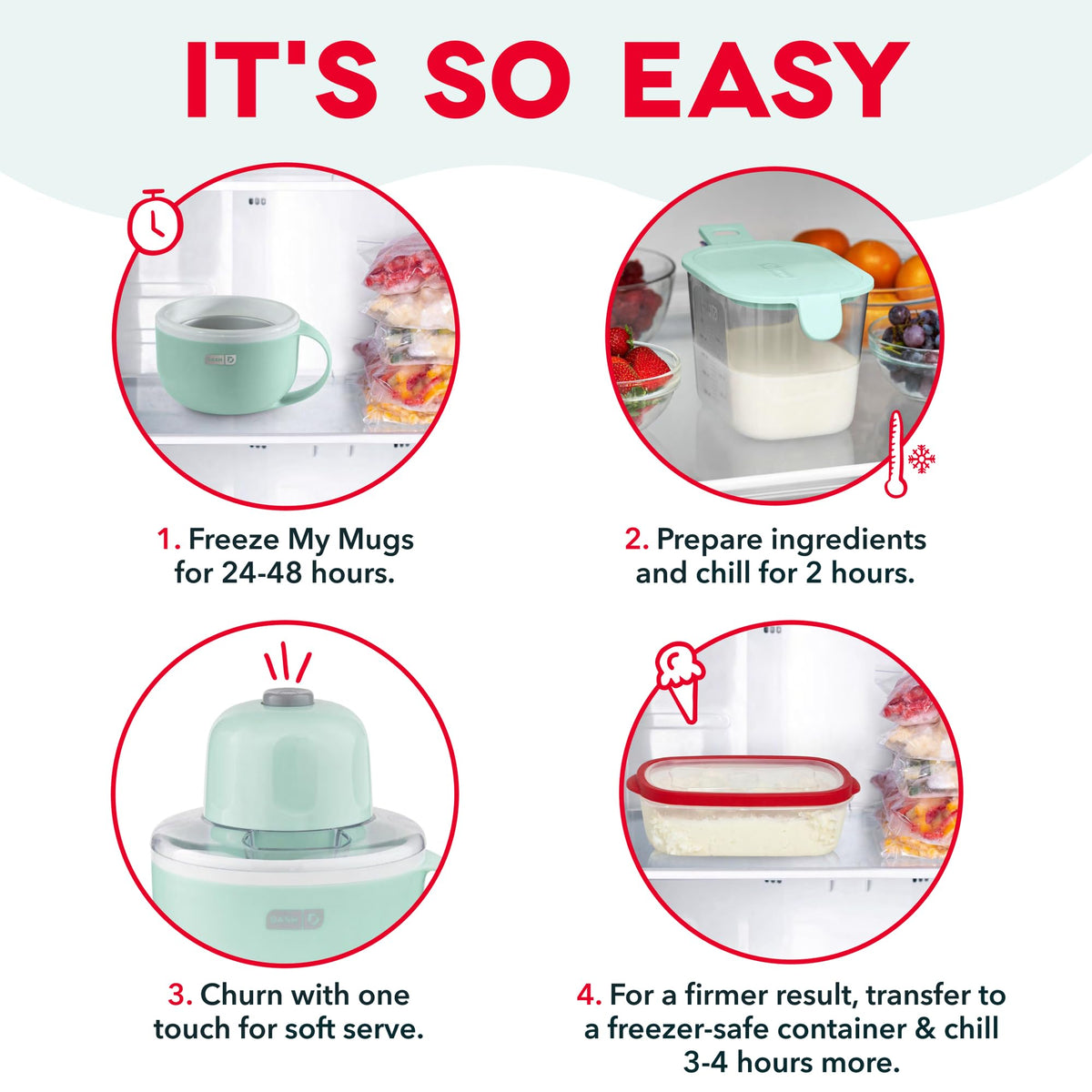 My Mug Ice Cream Maker 2 Pack Bundle | Electric Countertop Soft Serve Ice Cream Machine, 2 Single Serve Half-Pint Freezer Mugs with Ingredient Chute & Recipe Guide, Compact, Aqua