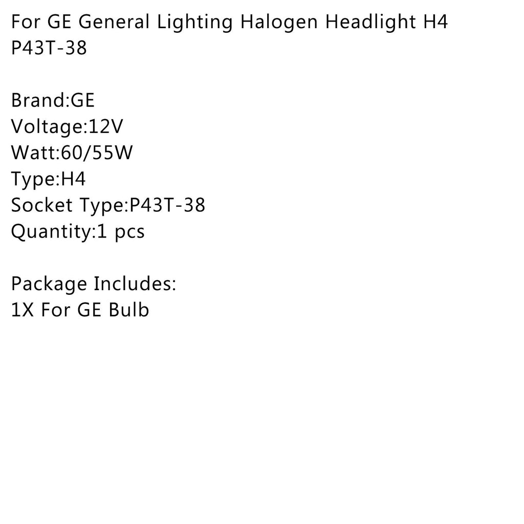 For GE General Lighting Halogen Headlight 50440U H4 12V60/55W P43T-38 Generic