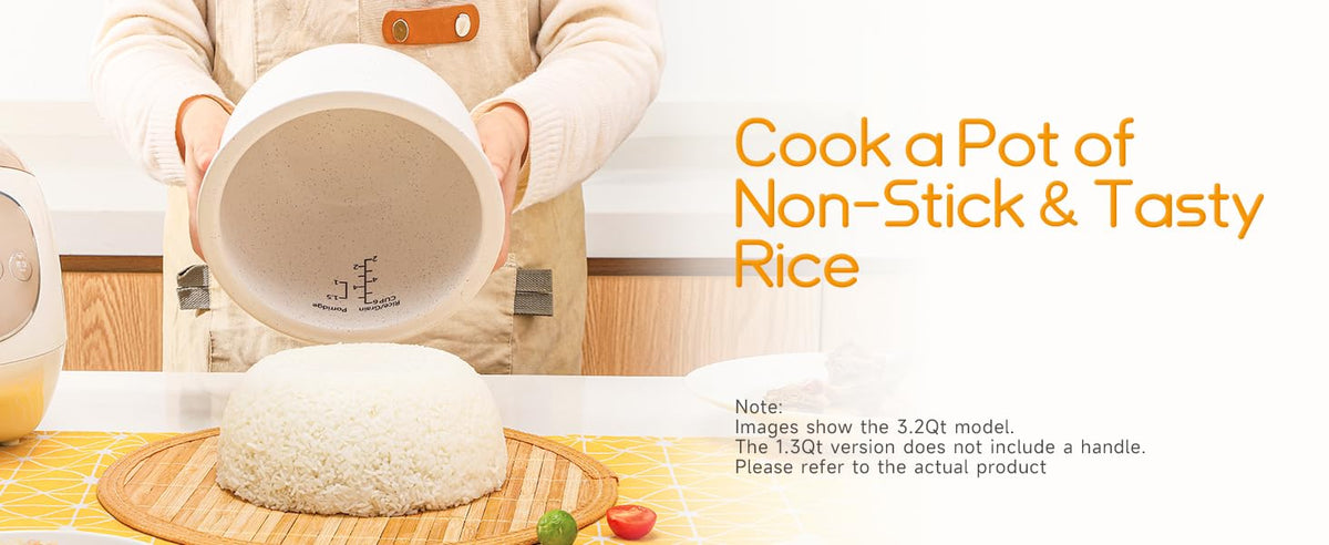 Mini Ceramic Rice Cooker, 2.5 Cups Uncooked Rice Cookers with Pure Ceramic Inner Pot, Healthy & PFOA Free, 1.2L/1.3 qt, DFB-C120