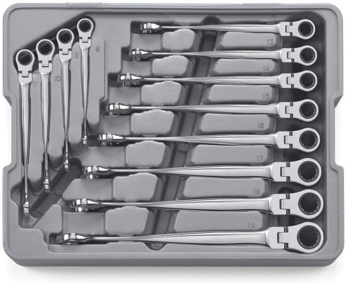 GEARWRENCH 12 Pc. 12 Pt. XL X-Beam Flex Head Ratcheting Combination Wrench Set, Metric - 85288