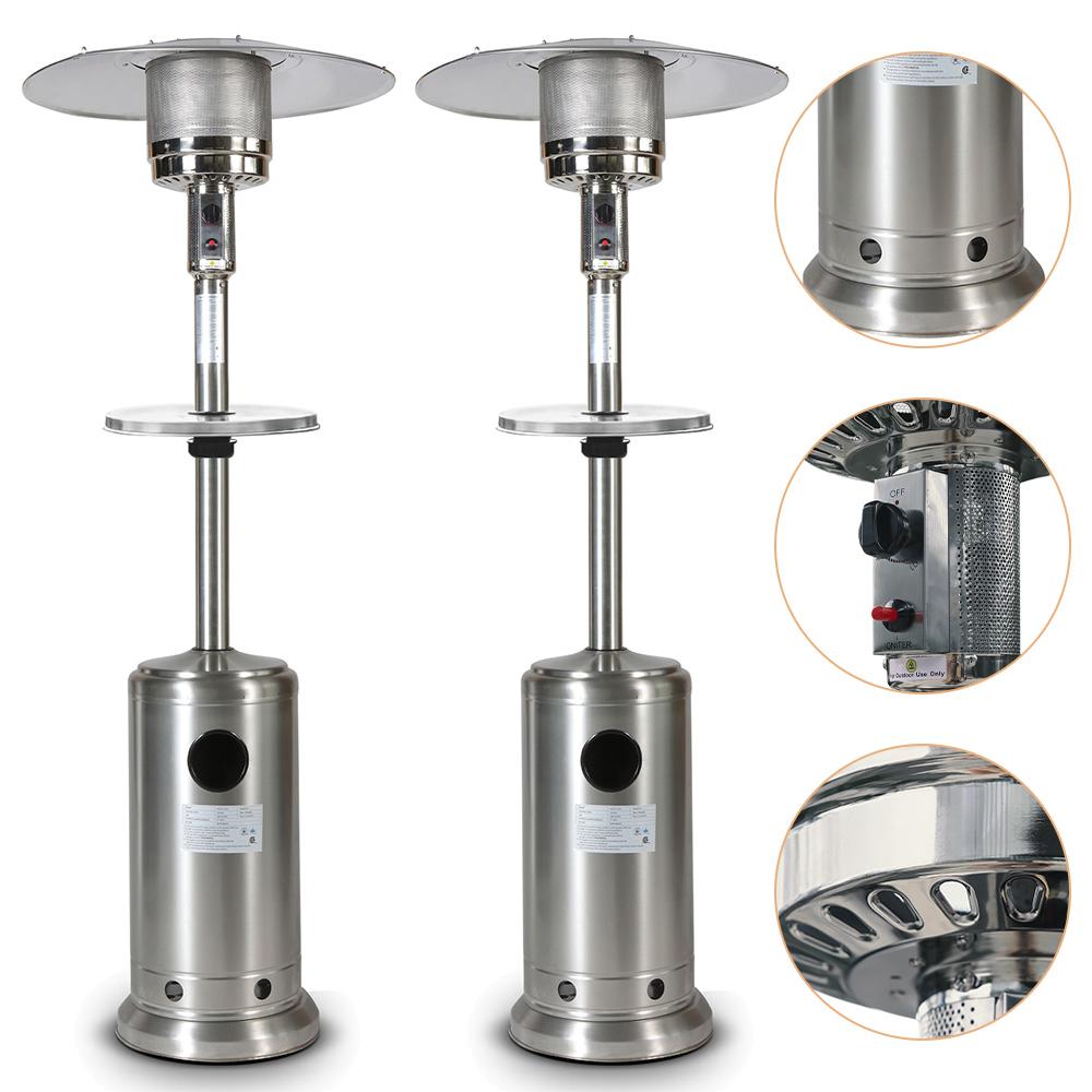 Fashnice Stainless Steel Outdoor Heating Waterproof Cover Portable Patio Heaters With Dinner Plate 46000BTU Propane Garden Home