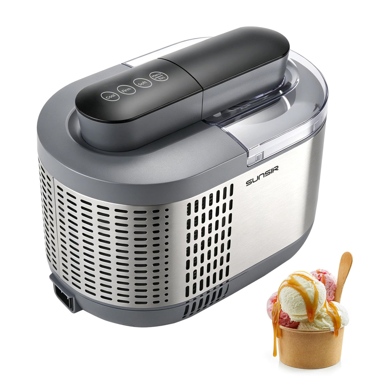 Premium Automatic Single Serve Semi-Conductor Ice Cream Maker, No Pre-Freezing -in Cooling System, 1.2 Pint (600ml), Soft & Firm Modes with 6H Keep Cool, Gelato & Sorbet Machine for Home | Homemade Ice Cream, Frozen Desserts
