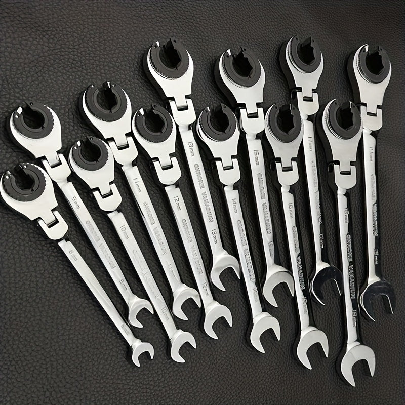 6pcs/set Tubing Ratchet Wrench Metric Tubing Wrench Set, Open Flexible Head 72 Teeth For Car Repair Oil Wrenches Hand Tools