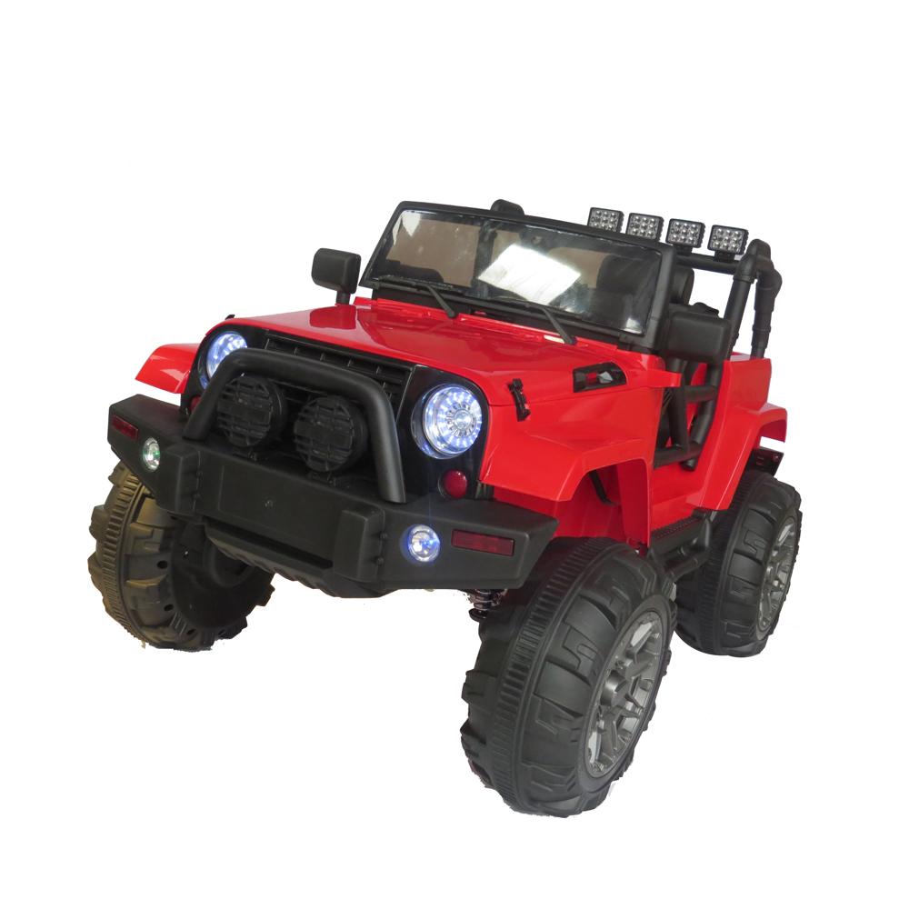 12V Power Kids Ride-On Car Truck with R/C Parental Remote + Rubber Wheels + Leather Seat + MP3 Music Player + LED Lights (Red)