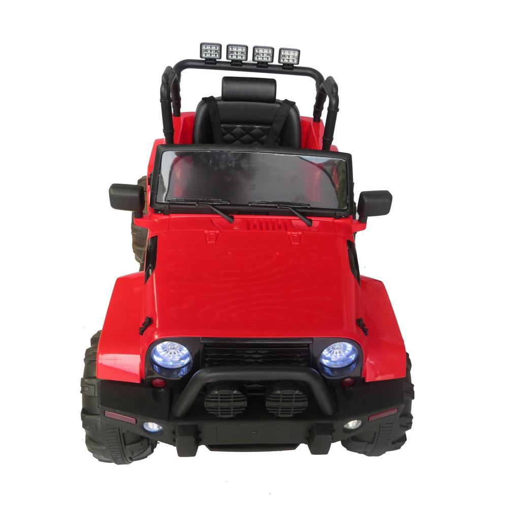 12V Power Kids Ride-On Car Truck with R/C Parental Remote + Rubber Wheels + Leather Seat + MP3 Music Player + LED Lights (Red)