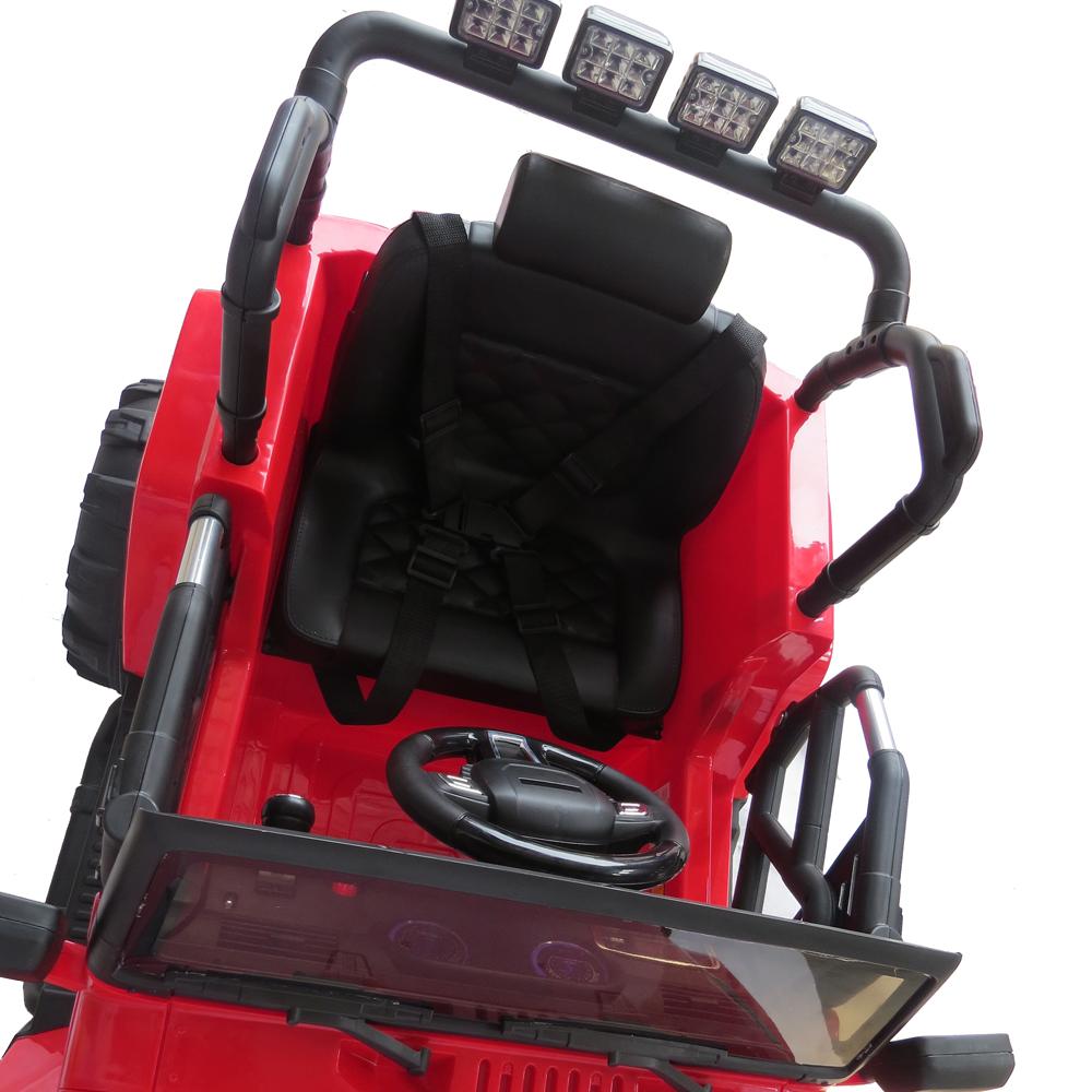 12V Power Kids Ride-On Car Truck with R/C Parental Remote + Rubber Wheels + Leather Seat + MP3 Music Player + LED Lights (Red)