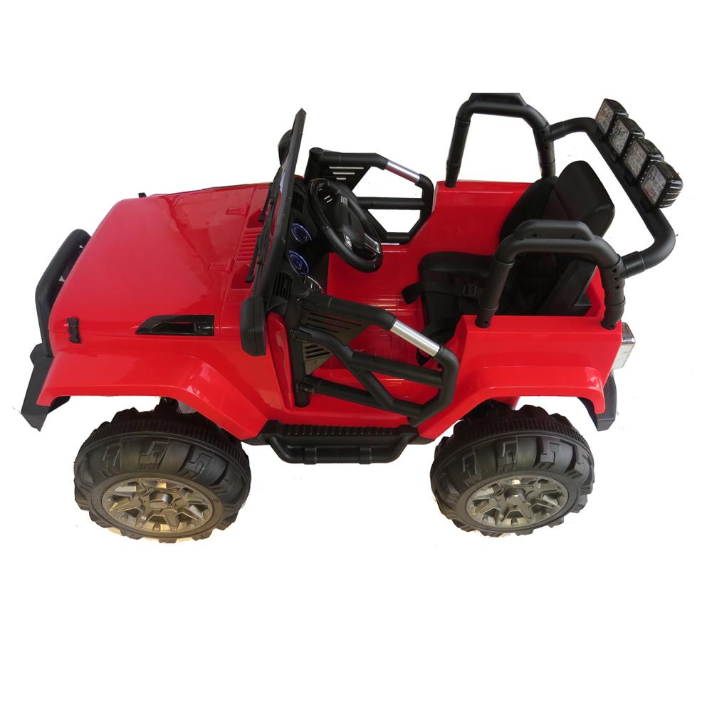12V Power Kids Ride-On Car Truck with R/C Parental Remote + Rubber Wheels + Leather Seat + MP3 Music Player + LED Lights (Red)