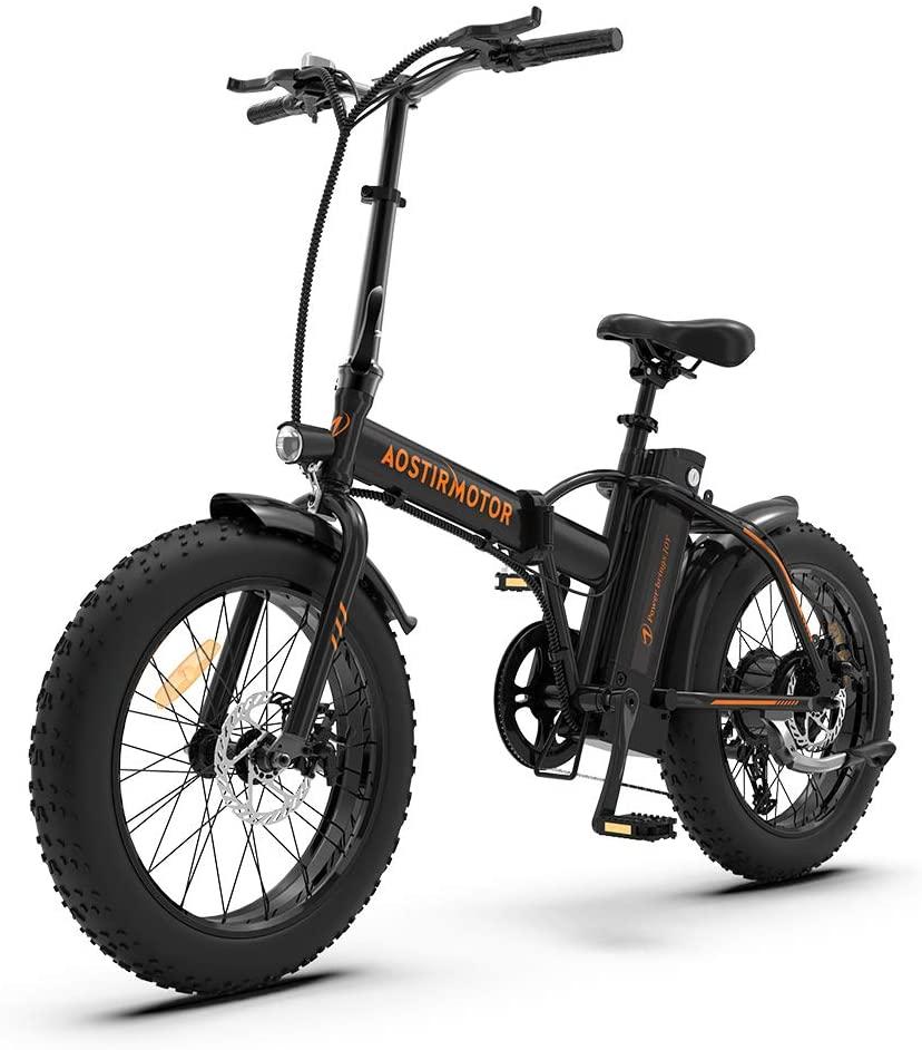 Aostirmotor Folding Electric Bike 500W 36V 13AH Ebike Removable Lithium Battery Ebike,20”4 inch Fat Tire Electric Bicycle,Ebike for Adults (Black)
