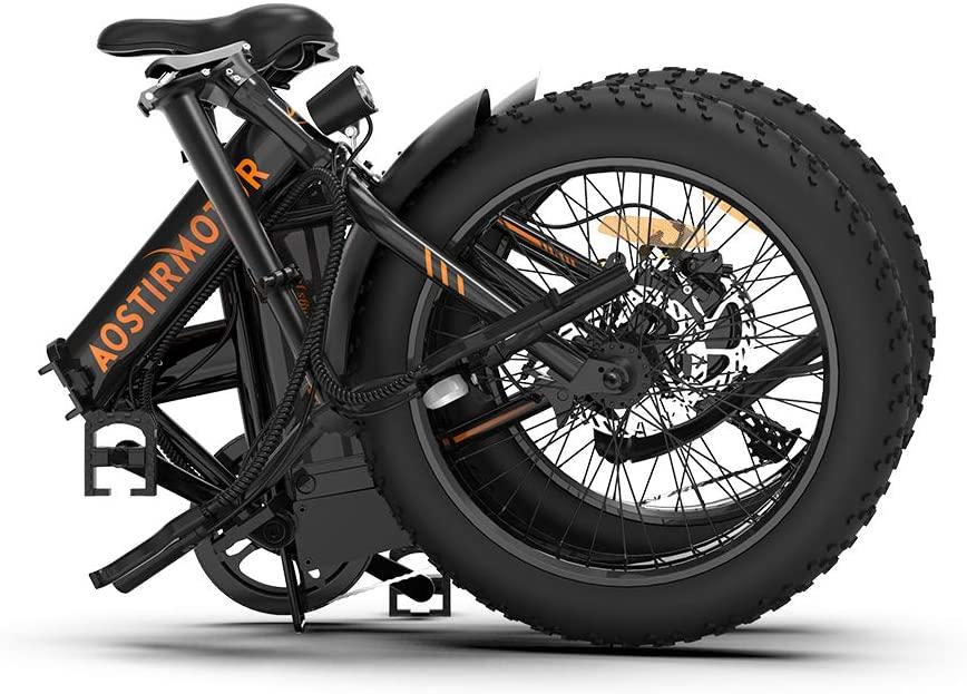 Aostirmotor Folding Electric Bike 500W 36V 13AH Ebike Removable Lithium Battery Ebike,20”4 inch Fat Tire Electric Bicycle,Ebike for Adults (Black)