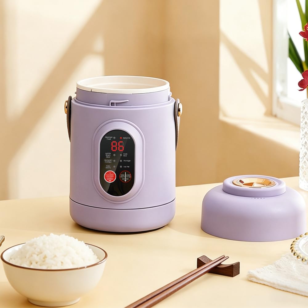 Mini Rice Cooker 3 Cups Uncooked, 500W Small Portable Electric Pot with Non-Stick Pot, 12-Hour Timer Delay & Keep Warm Smart Control Multifunction Cooker, BPA for 1-3 People Dorm Travel Camping