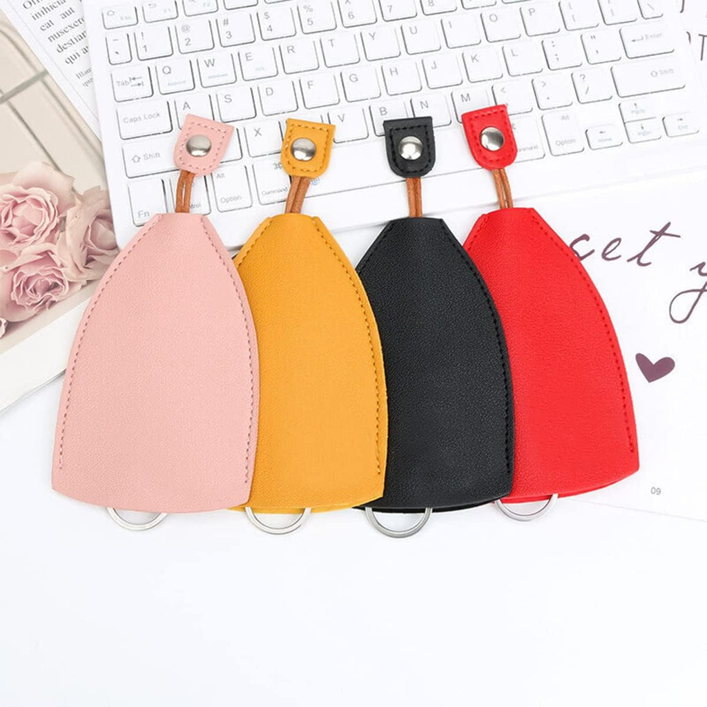 Car Key Case, 2PCS Creative Pull-Out Key Sleeve Keychain Bags, PU Leather Large-Capacity Protective Key Holder Hook (Pink)