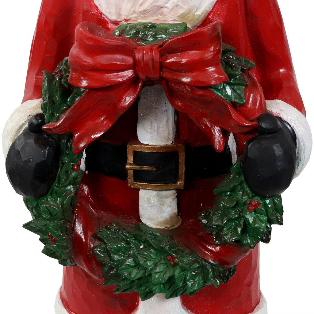 Sunnydaze Santa with Christmas Wreath Outdoor Holiday Statue - 46.5 Inches