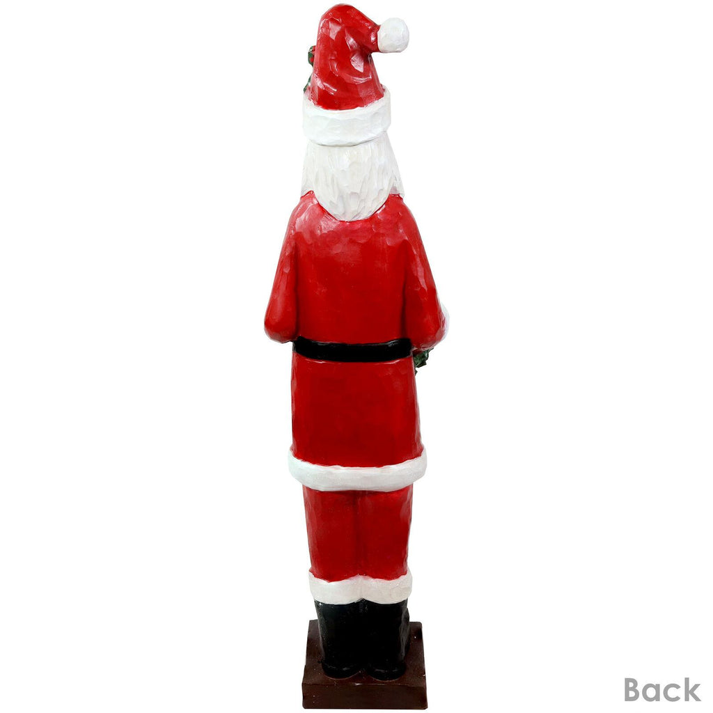 Sunnydaze Santa with Christmas Wreath Outdoor Holiday Statue - 46.5 Inches