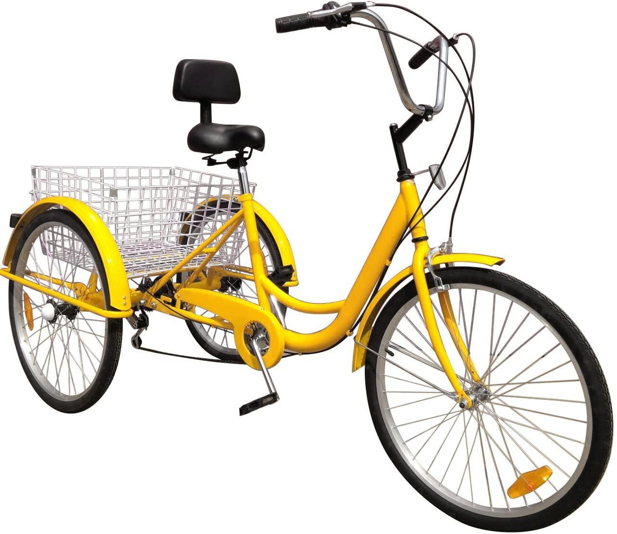 6 Speed 24 Inch 3 Wheel Adult Tricycle Bike Cycling Pedal Cruiser Bicycles Folding Basket