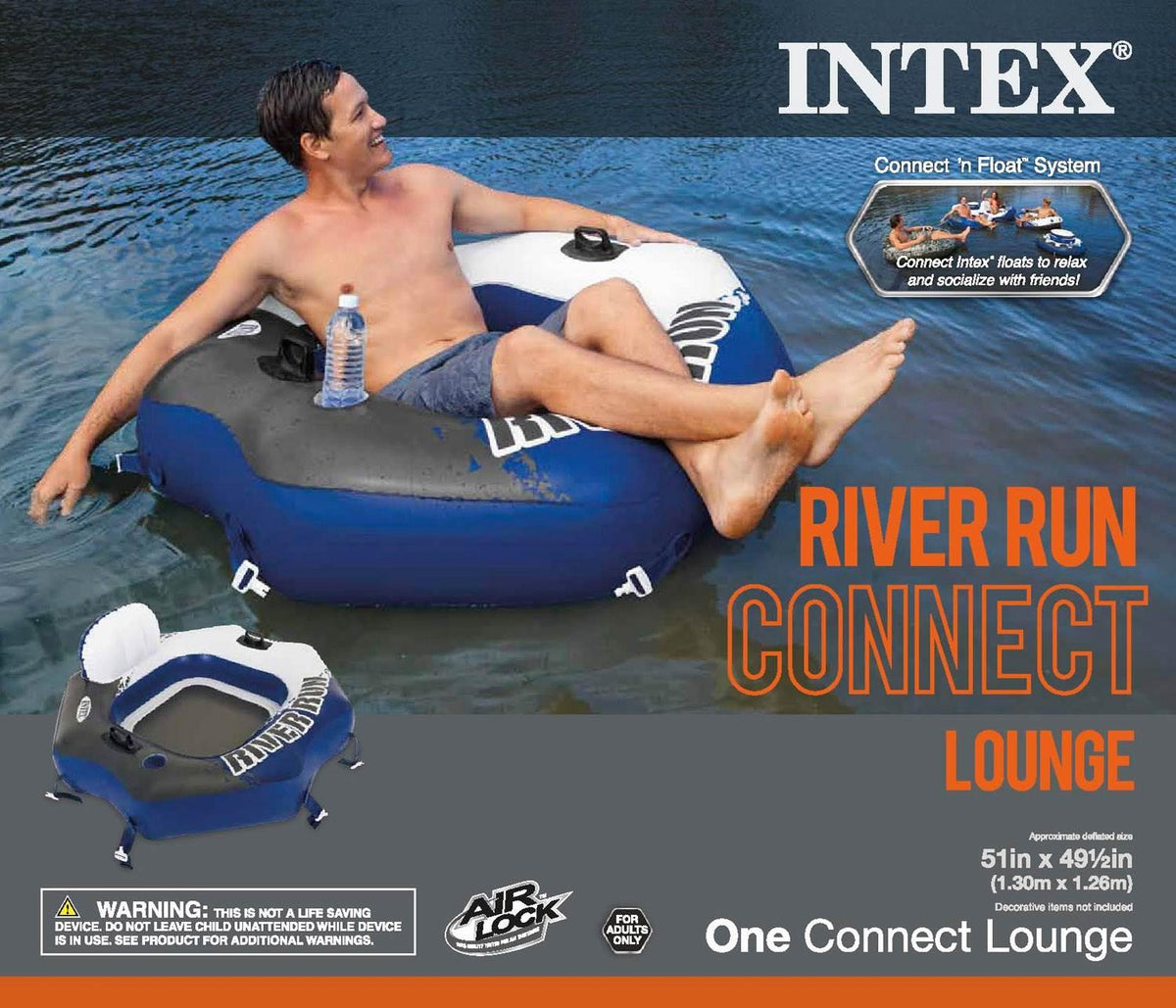 River Run Connect Lounge Inflatable Floating Water Tube 58854EP (4 Pack)