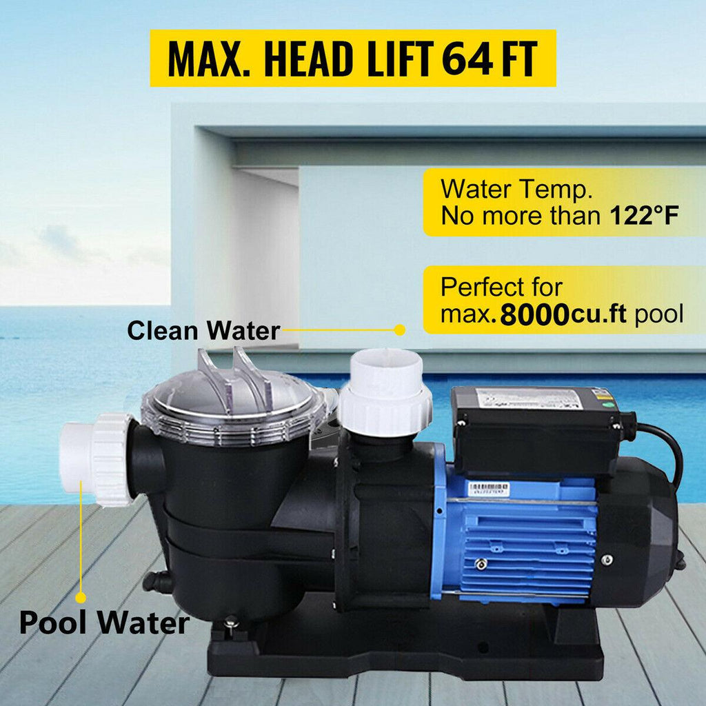 3 hp high flo above ground swimming pool pump w/ strainer filter basket