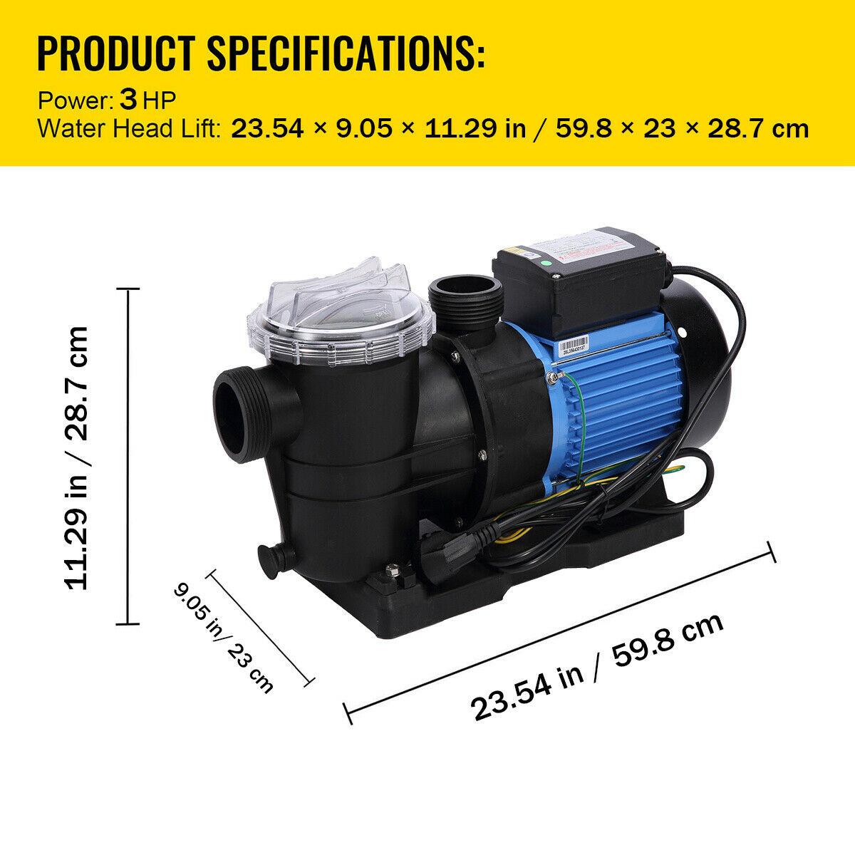 3hp in-ground swimming pool pump motor strainer generic hayward replacemen