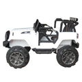12V Power Kids Ride-On Car Truck with R/C Parental Remote + Rubber Wheels + Leather Seat + MP3 Music Player + LED Lights (White)