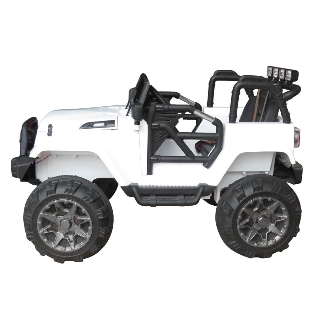12V Power Kids Ride-On Car Truck with R/C Parental Remote + Rubber Wheels + Leather Seat + MP3 Music Player + LED Lights (White)