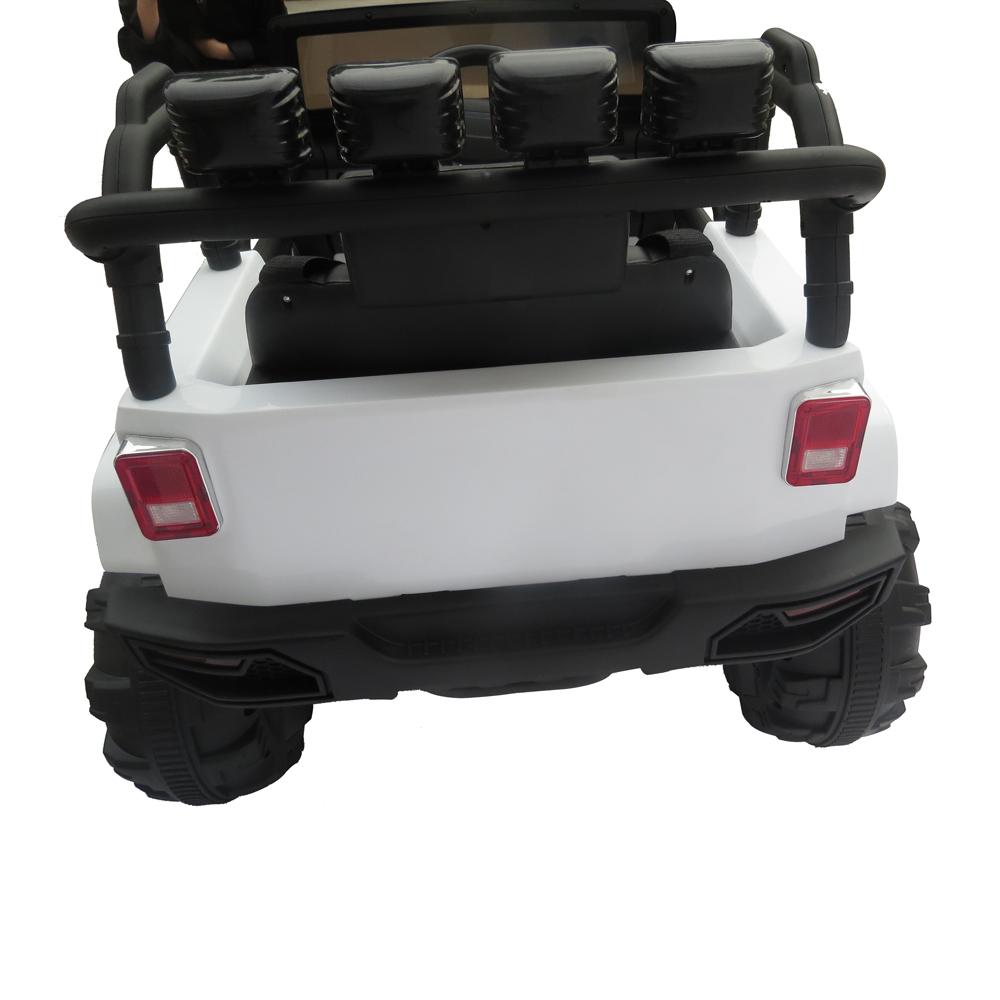 12V Power Kids Ride-On Car Truck with R/C Parental Remote + Rubber Wheels + Leather Seat + MP3 Music Player + LED Lights (White)