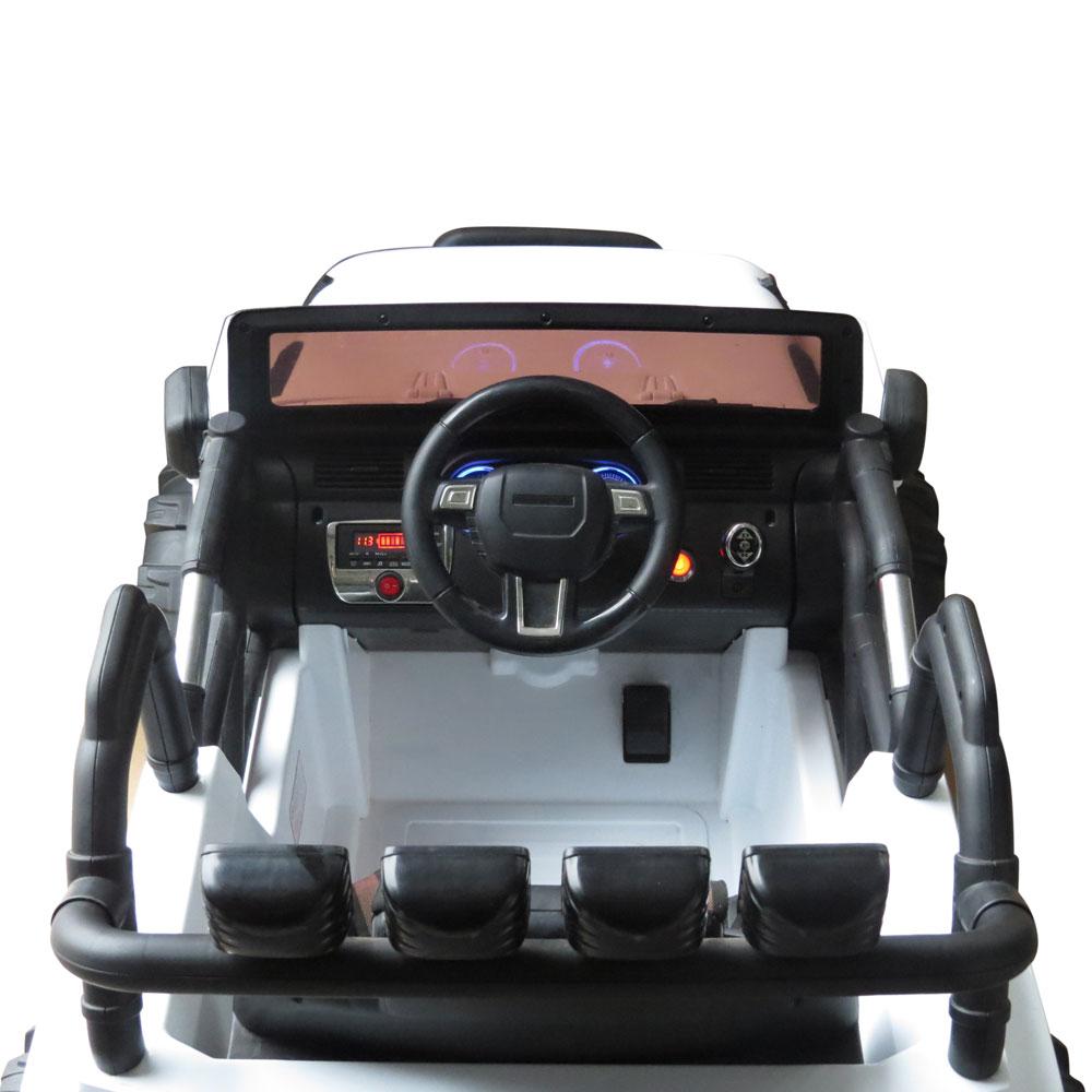 12V Power Kids Ride-On Car Truck with R/C Parental Remote + Rubber Wheels + Leather Seat + MP3 Music Player + LED Lights (White)