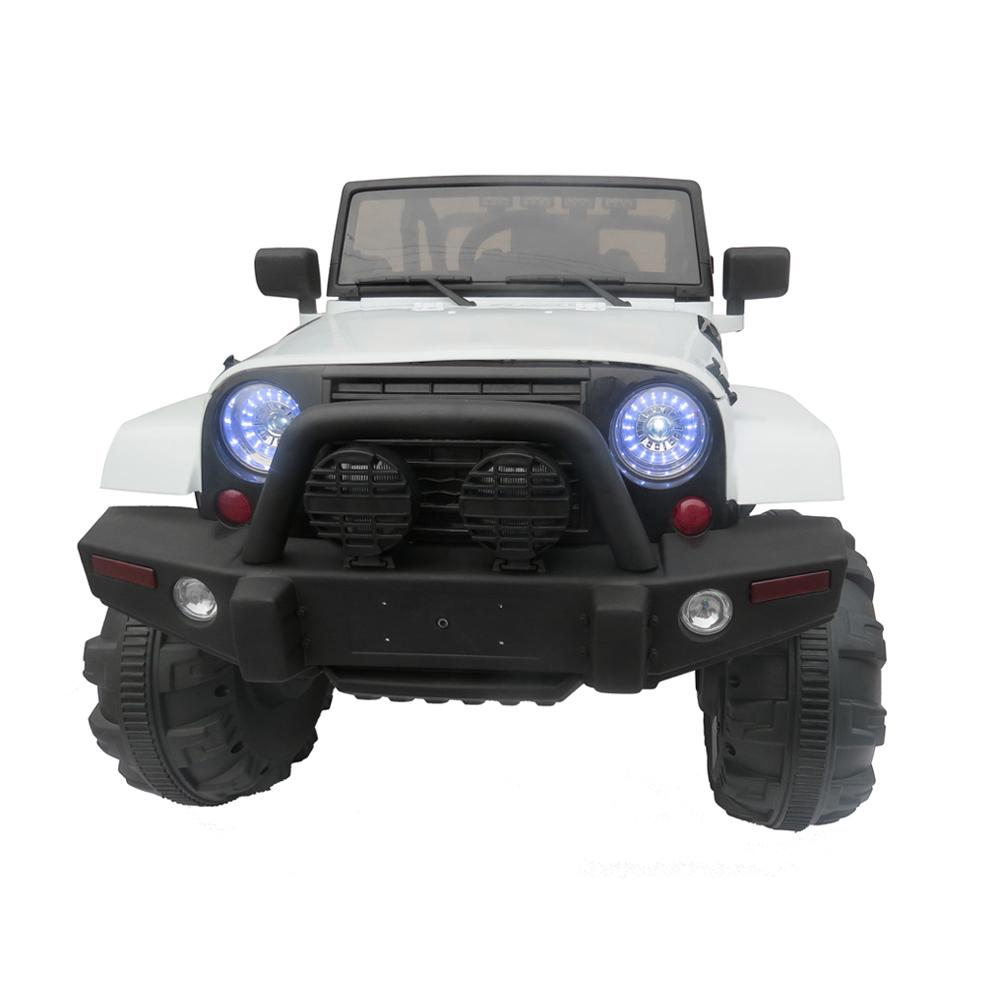 12V Power Kids Ride-On Car Truck with R/C Parental Remote + Rubber Wheels + Leather Seat + MP3 Music Player + LED Lights (White)