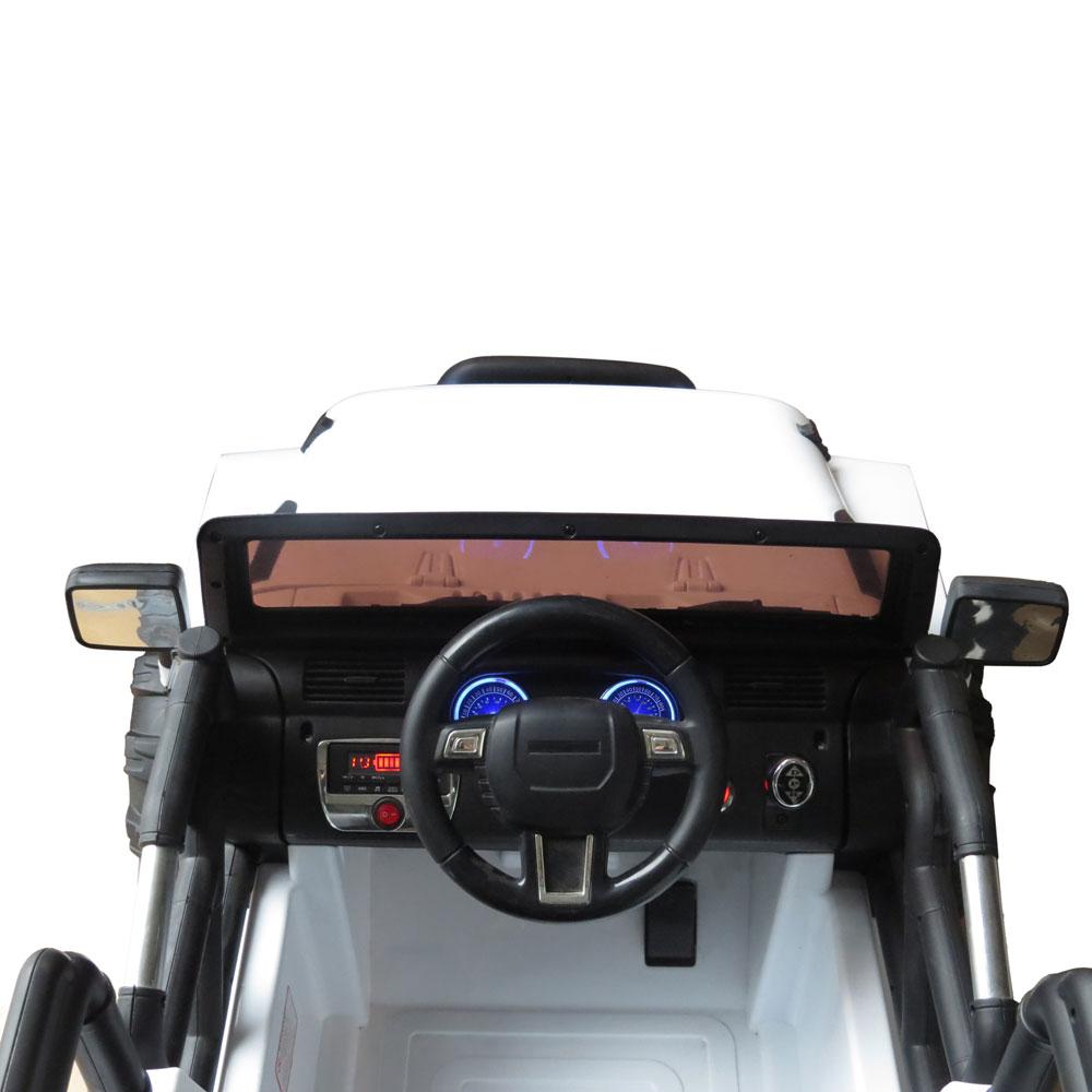 12V Power Kids Ride-On Car Truck with R/C Parental Remote + Rubber Wheels + Leather Seat + MP3 Music Player + LED Lights (White)