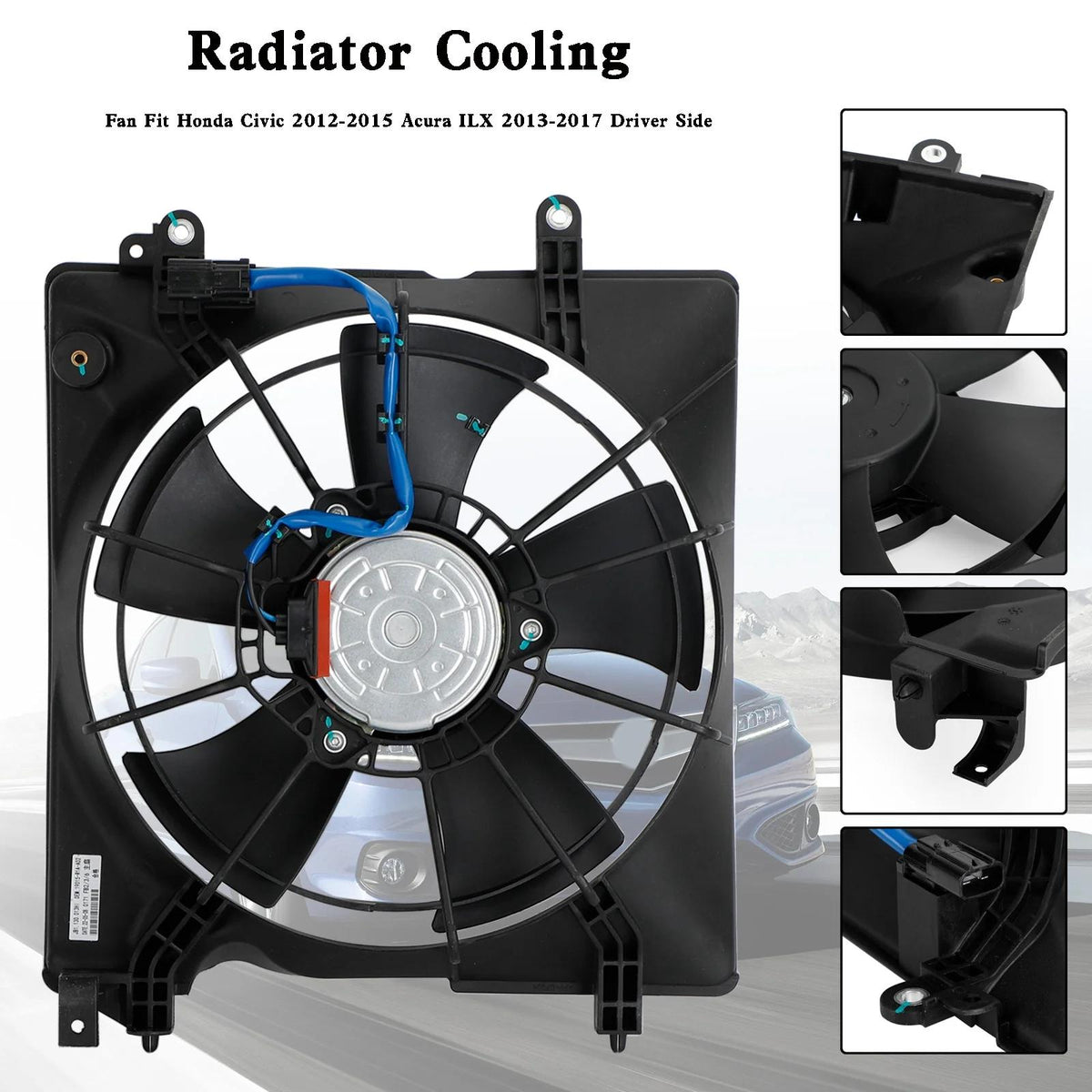 2015 Honda Civic SE Radiator Cooling Fan Driver Side 19030R1AA01PFM TYC601350 HO3115158 19015R1AA01 19020RSAG01 19015-R1A-A01 Generic