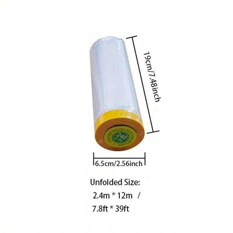 Pre-Taped MasFilm, Clear Plastic Sheeting Plastic Drop Cloths For Painting, Automotive Appliance, Plastic Sheeting Cover For Home Painting