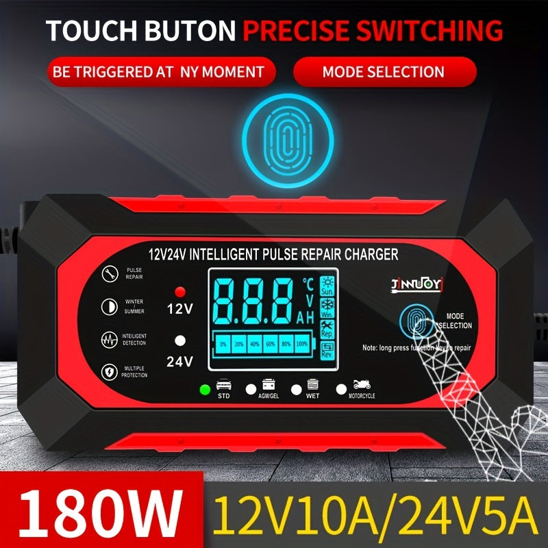 12V 10A 24V 5A Car Battery Charger Fully Automatic Smart Fast Charging For AGM GEL WET Lead Acid Battery Charger