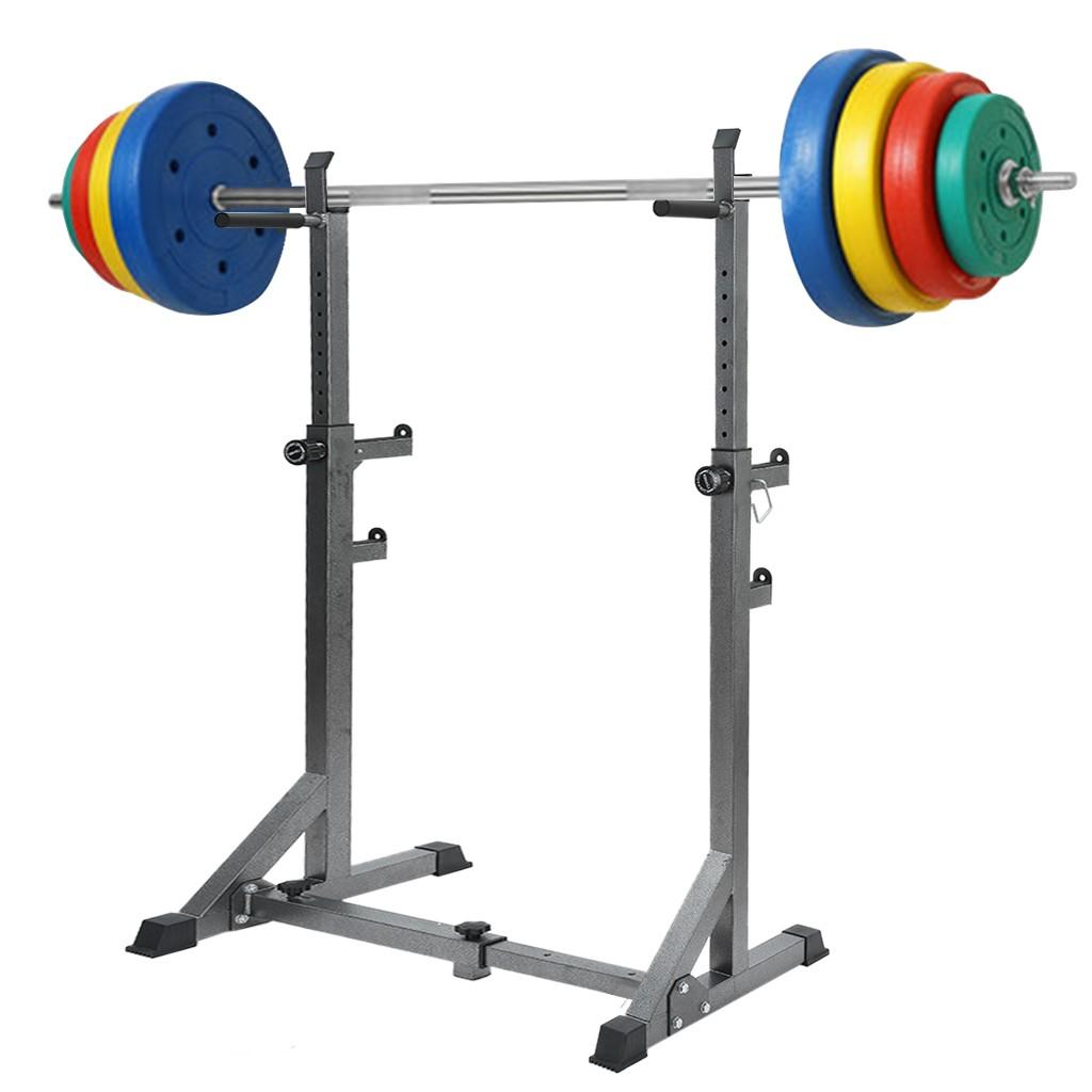 Adjustable Barbell Rack Weight Lifting Bench Press Squat Rack Pull-Up Bar Gym