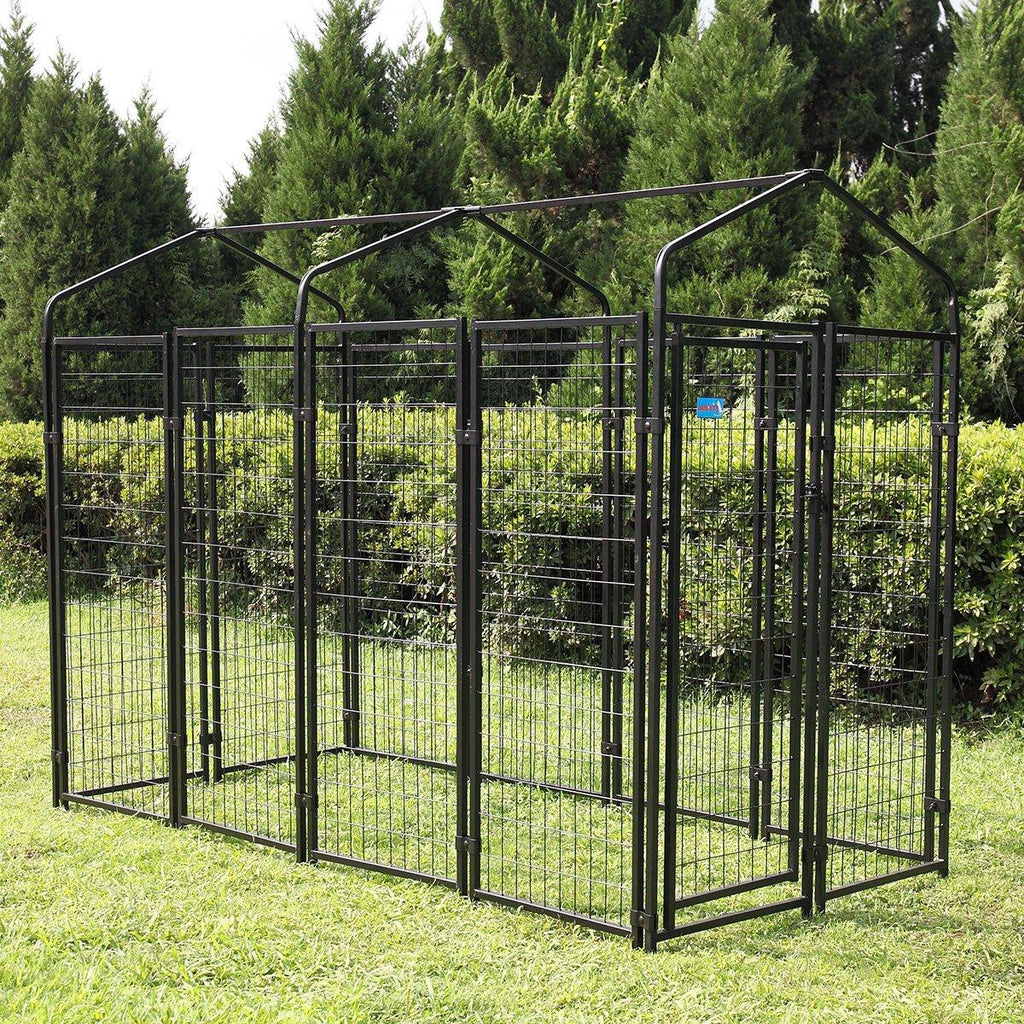 JAXPETY LarDog Uptown Welded Wire Kennel Outdoor Pen Outside Exercise Crate Pet Wire Caw/Roof