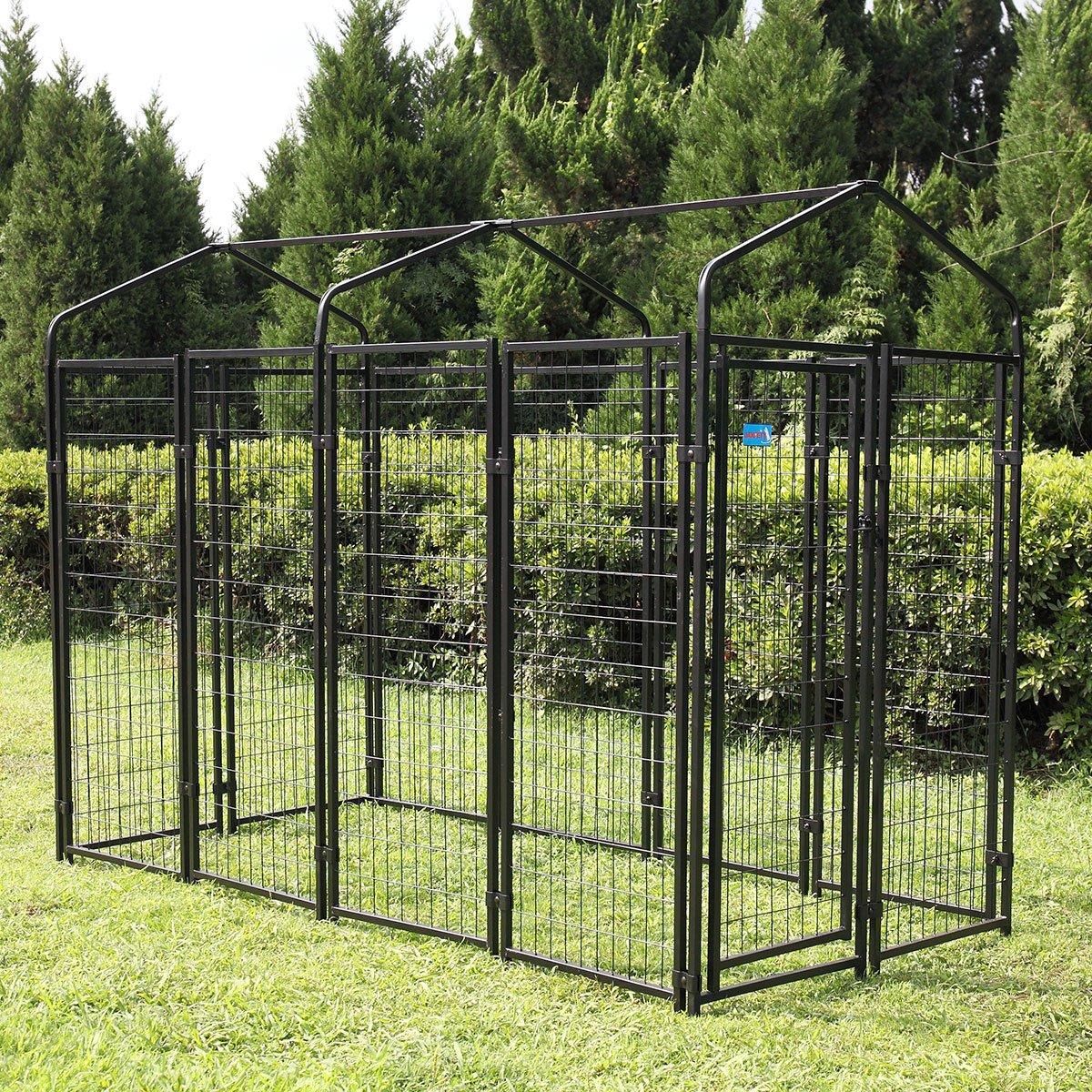 JAXPETY LarDog Uptown Welded Wire Kennel Outdoor Pen Outside Exercise Crate Pet Wire Caw/Roof